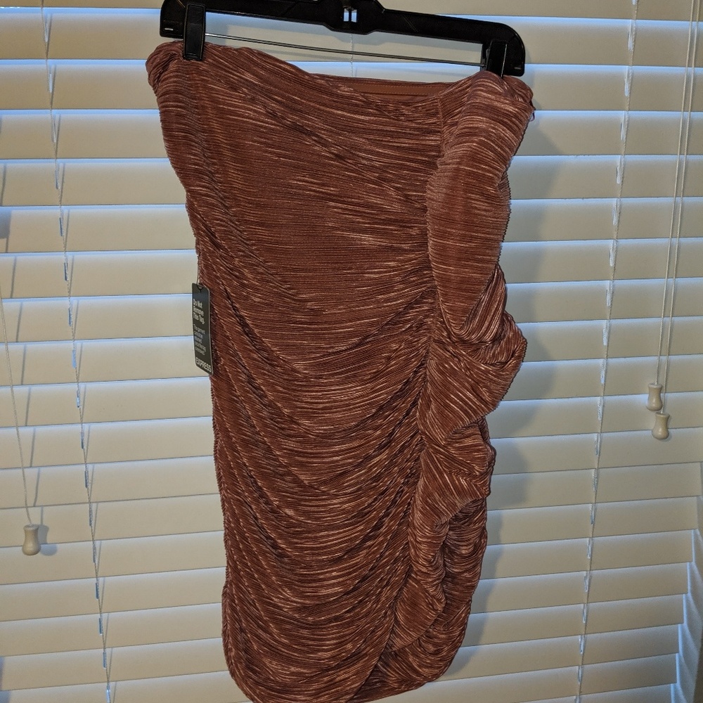 Strapless Rose Nude Pink Ruffle Express dress sz12